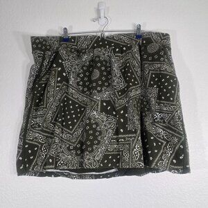 Denim & Co Bandana Skort Women Plus Size 3XL Mini Skirt Green Casual Chicana